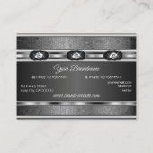 銀エレガント効果模様とラインフェイクストーン 名刺 (裏面)