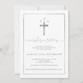 銀エレガント十字モノグラム確認 招待状 (正面)