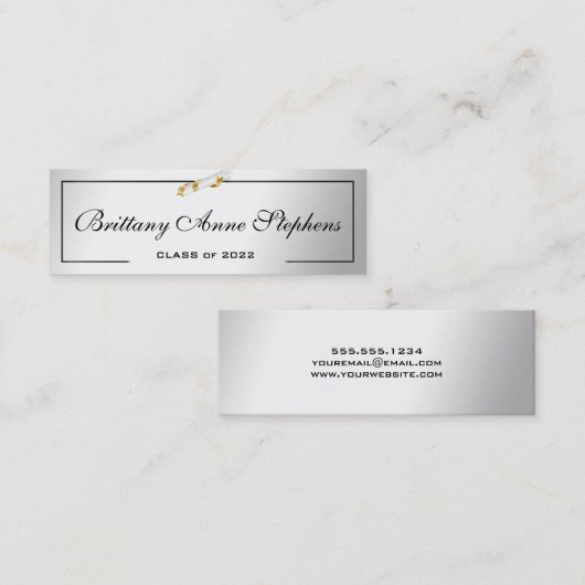 銀エレガント印の名刺の挿入 コーリングカード (正面/裏面)