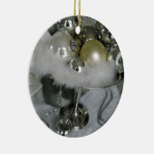 銀エレガント台座のガラス玉 セラミックオーナメント (右)