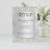 銀エレガント大理石ホログラフィックRSVP 招待状 (スタンド正面)