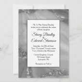銀エレガント大理石瑪瑙結婚式招待状 招待状 (正面)