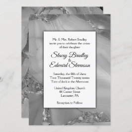 銀エレガント大理石瑪瑙結婚式招待状 招待状