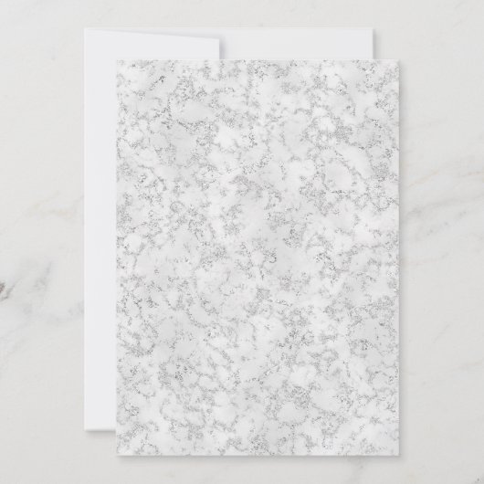 銀エレガント大理石白黒カスタム誕生日 招待状 (裏面)
