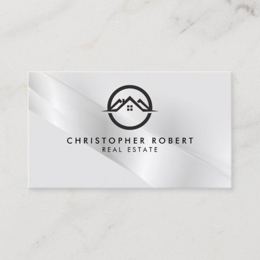 銀エレガント実在財団名刺 名刺 (正面)