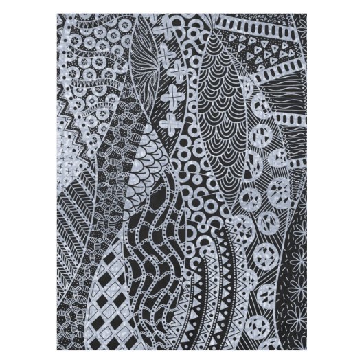 銀エレガント幾何学模様 テーブルクロス (正面)