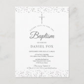 銀エレガント星屑バプテスマ《キリスト教》洗礼式や命名式 インビテーションポストカード (正面)