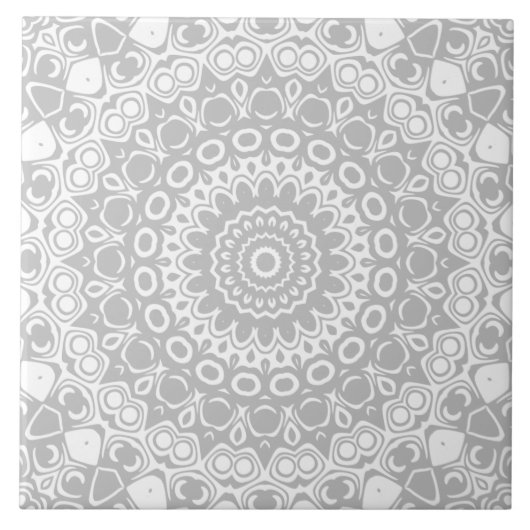 銀エレガント曼荼羅模様 タイル (正面)