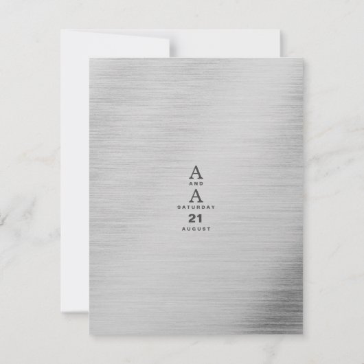 銀エレガント林の緑のグリッターの結婚乾燥 招待状 (裏面)