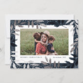 銀エレガント枝3写真クリスマス シーズンカード (正面)