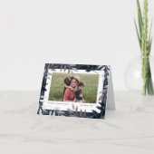 銀エレガント枝3写真クリスマス シーズンカード (正面)