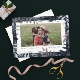 銀エレガント枝3写真クリスマス シーズンカード