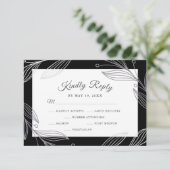 銀エレガント植物学結婚のディナー選択 出欠カード (スタンド正面)