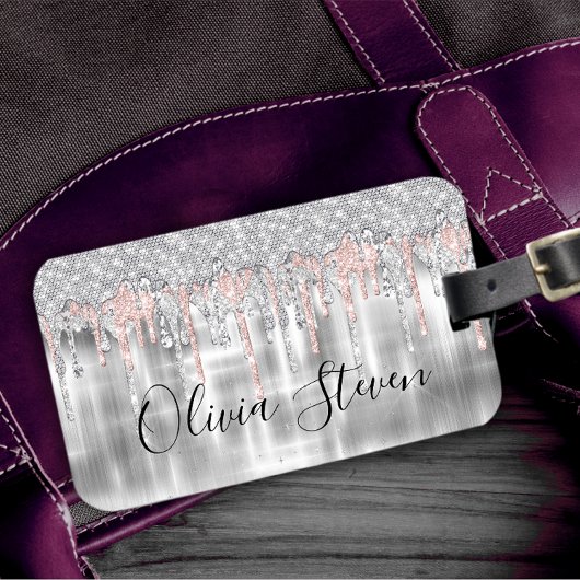 銀エレガント滴下グリッターモノグラム荷物t ラゲッジタグ