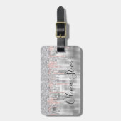 銀エレガント滴下グリッターモノグラム荷物t ラゲッジタグ (正面縦)