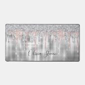 銀エレガント滴下グリッターモノグラム デスクマット (正面)