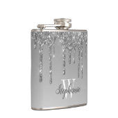 銀エレガント滴下グリッターモノグラム フラスク (右)