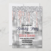 銀エレガント滴下グリッターモノグラム 招待状 (正面)