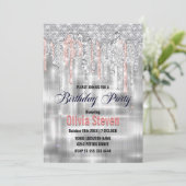 銀エレガント滴下グリッターモノグラム 招待状 (スタンド正面)