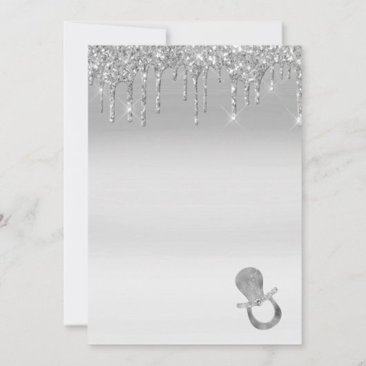 銀エレガント滴安全ピン赤ちゃんシャワー 招待状