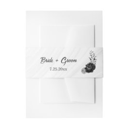 銀エレガント灰色と黒の結婚花 招待状ベリーバンド