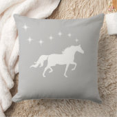 銀エレガント灰色の白馬と星 クッション (ブランケット)