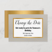 銀エレガント灰色の金ゴールドが日付を変更 出欠カード (正面/裏面)