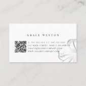 銀エレガント熱帯ハイビスカスフラワーQRコード 名刺 (裏面)