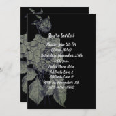 銀エレガント牡丹オンブラックフローラパーティー 招待状 (正面/裏面)