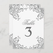 銀エレガント白の結婚テーブルカード ポストカード (正面/裏面)