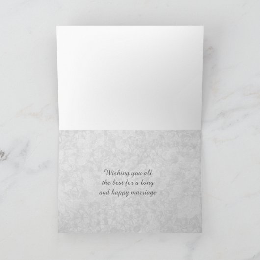 銀エレガント白の結婚式の日のグリーティングカード カード (内部)