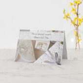 銀エレガント白の結婚式の日のグリーティングカード カード (黄色い花)