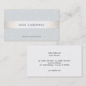 銀エレガント白ストライプの星イベントプランナー 名刺 (正面/裏面)