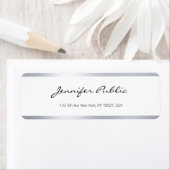 銀エレガント白モダン手書きスクリプトトップ ラベル (インサイチュ)