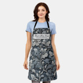 銀エレガント白灰色フローラ エプロン (着用した状態)