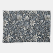 銀エレガント白灰色フローラ キッチンタオル (横)