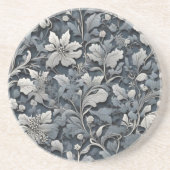 銀エレガント白灰色フローラ コースター (正面)