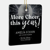 銀エレガント白黒結婚式の日付を保存 セラミックオーナメント (右)