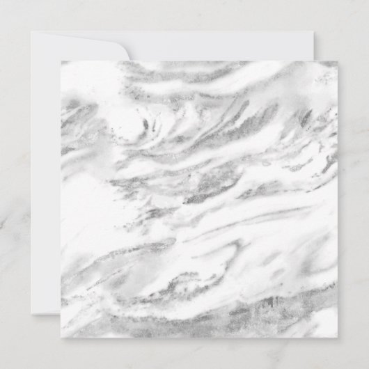 銀エレガント箔の大理石の結婚式の日付保存 セーブザデート (裏面)