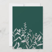 銀エレガント箔エメラルドグリーンフローラ結婚ズ 招待状 (裏面)