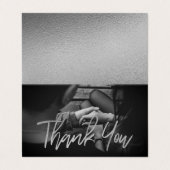 銀エレガント箔スクリプトフォトサンキューカード 名刺 (外部フラット)