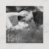 銀エレガント箔スクリプトフォトRSVP エンクロージャーカード (正面)