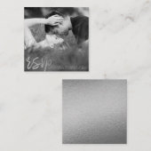 銀エレガント箔スクリプトフォトRSVP エンクロージャーカード (正面/裏面)