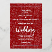 銀エレガント箔フローラ写真 箔招待状 (正面)