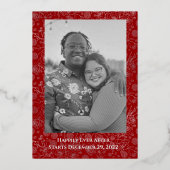 銀エレガント箔フローラ写真 箔招待状 (裏面)