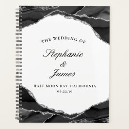 銀エレガント箔ブラックアゲート結婚ト プランナー手帳