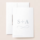 銀エレガント箔ミニマ結婚リスト 箔カード (裏面封筒付き)