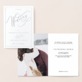 銀エレガント箔ミニマ結婚リスト 箔カード (ディスプレー)