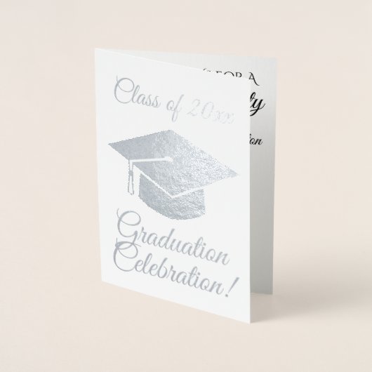 銀エレガント箔卒業パーティー招待状 箔カード (正面)