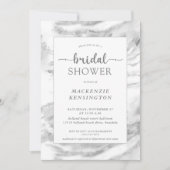 銀エレガント箔大理石ブライダルシャワー 招待状 (正面)